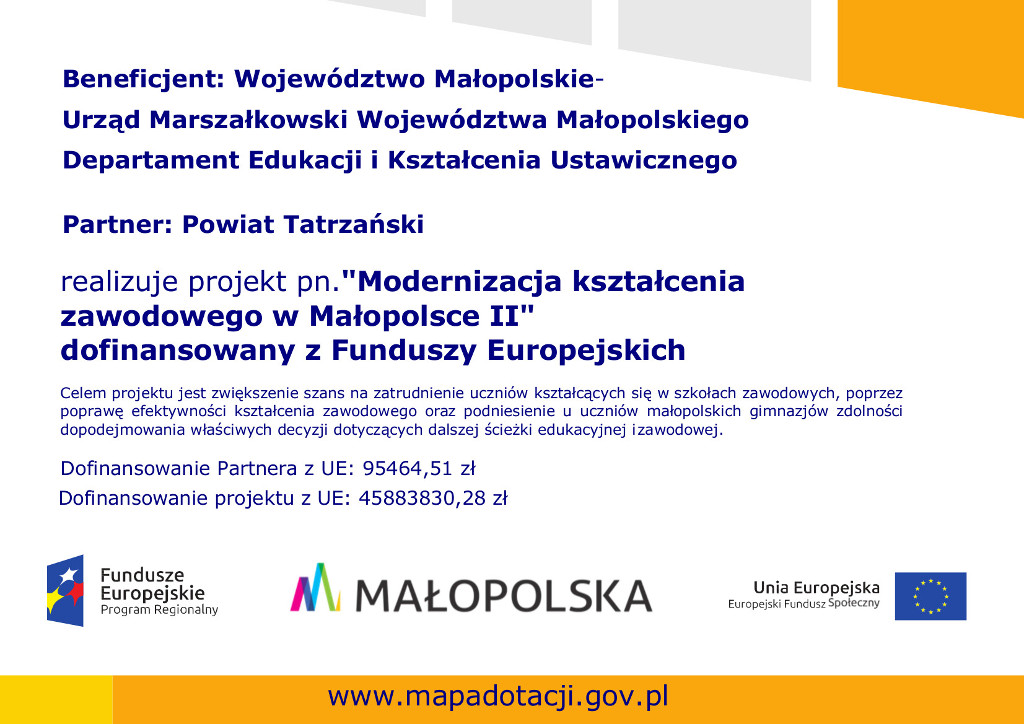 Modernizacja kształcenia zawodowego w Małopolsce II